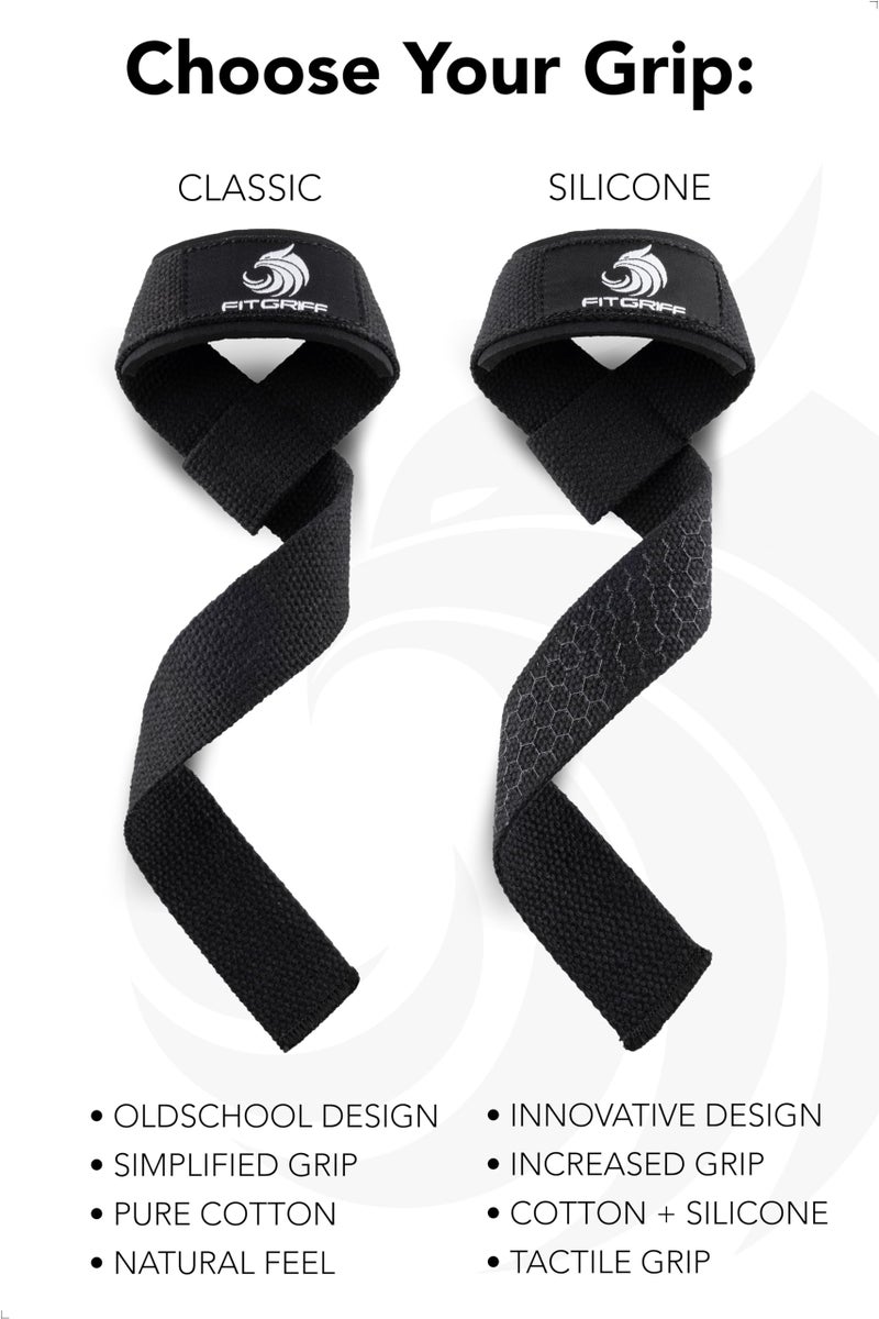 FitgriffÂ® Lifting Wrist Straps for Weightlifting, Gym, Deadlift, Workout (Made of Premium Cotton & Padded) - Men & Women (Standard, Black/Blue) - Image 5